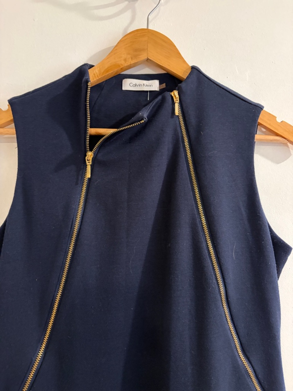Calvin Klein Navy Sheath Dress with Gold Zip Accents size 4 - Picture 4 of 5